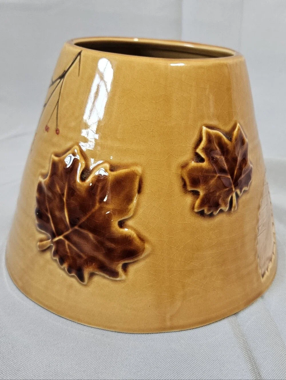 Linens & Things Lg Seasonal Ceramic Shade Fall Autumn Thanksgiving Leaves